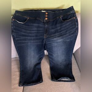 Dark Blue Denim Women's Capris